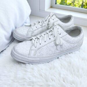 White Converse Sneakers Glitter Tennis Shoes Converse One Star Women 8
